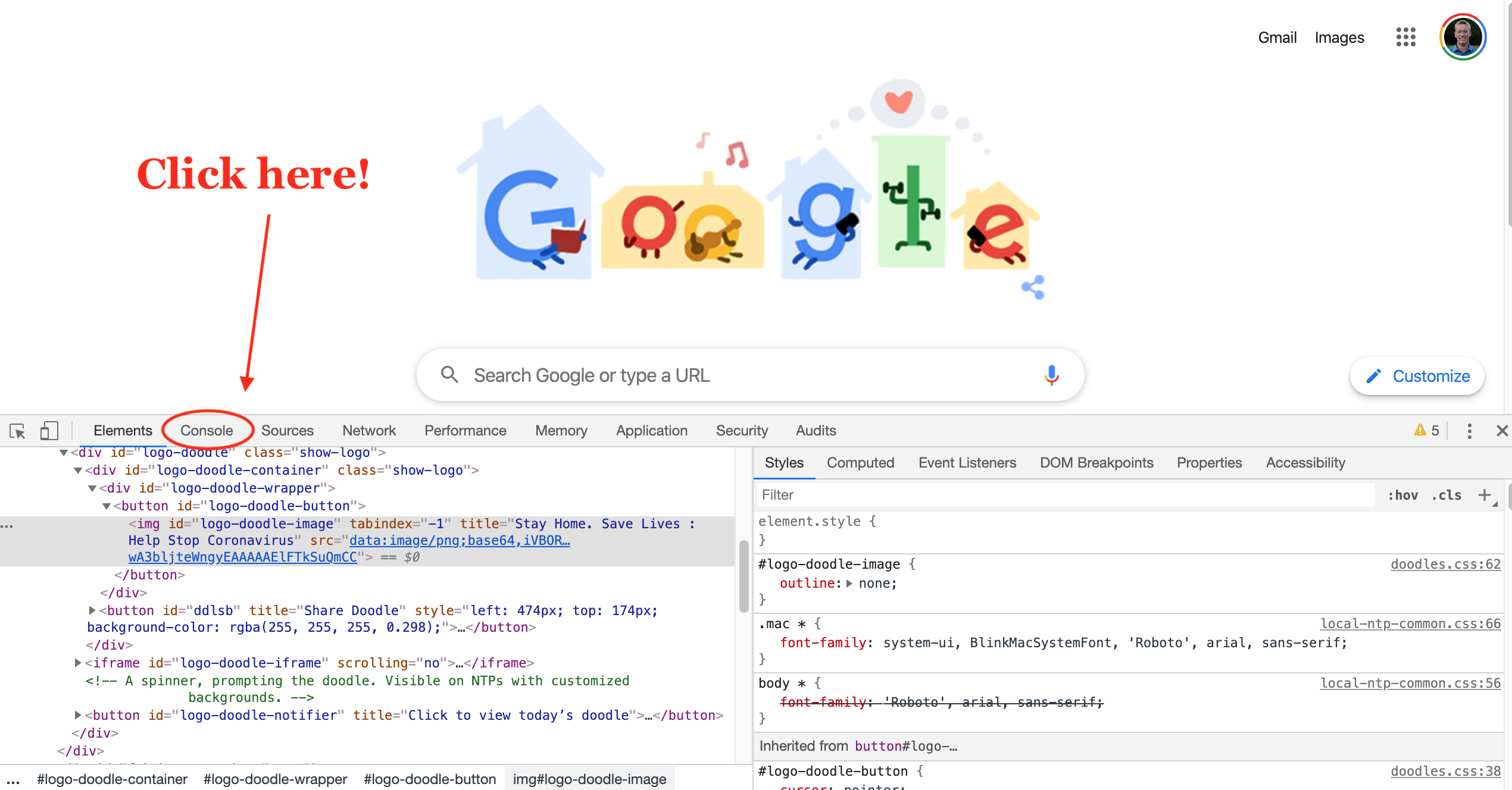 Google Chrome Developer Tools Console